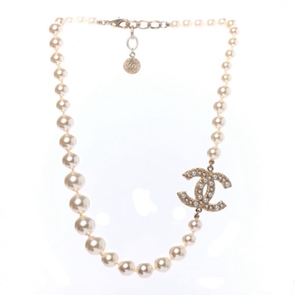 Chanel Pearl CC 100th Anniversary Necklace Light Gold
